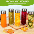 8 Pcs 16 oz Wide Mouth Glass Water Bottles Reusable Glass Juice Bottles with Lids Leakproof Juicing Jars with Silver Lids for Fridge Milk Juicing