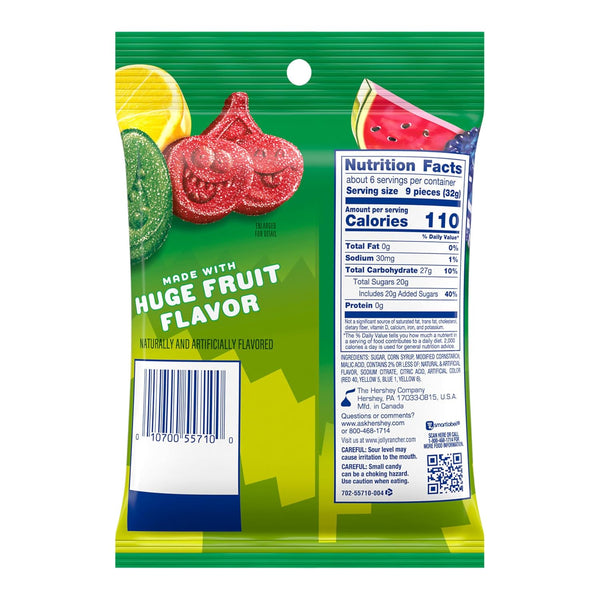 JOLLY RANCHER Sour Gummies Assorted Fruit Flavored Candy Bag, 6.5 oz Sour 6.5 Ounce (Pack of 1)