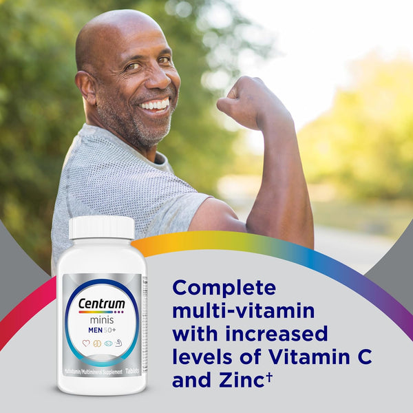 Centrum Minis Silver Multivitamin for Men 50 Plus, Multivitamin/Multimineral Supplement, Vitamin D3, B-Vitamins and Zinc, Non-GMO Ingredients,
