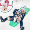 Slippery Racer Downhill Xtreme Flexible Adults and Kids Plastic Toboggan Snow Sled for up to 2 Riders with Pull Rope and Handles 2 PACK RED/GREEN