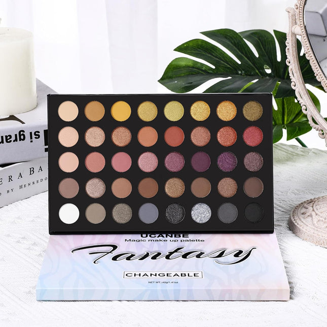 Professional Neutral Smokey Eyeshadow Makeup Palette, Matte Shimmer Metallic Bla