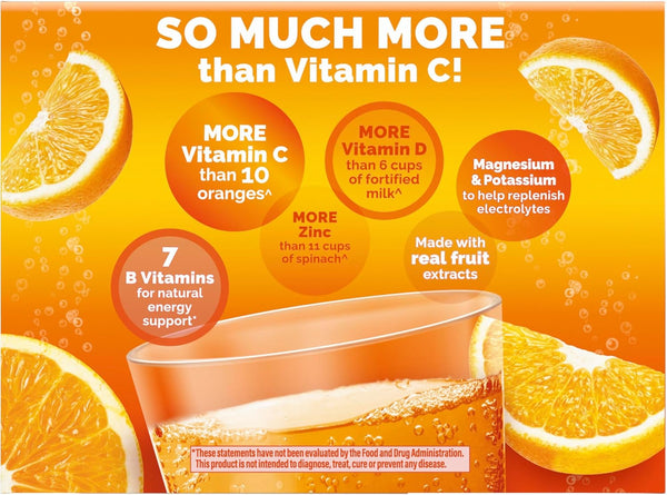 Emergen-C 1000Mg Vitamin C Powder for Daily Immune Support Caffeine Free Vitamin C Supplements with Zinc and Manganese, B Vitamins and
