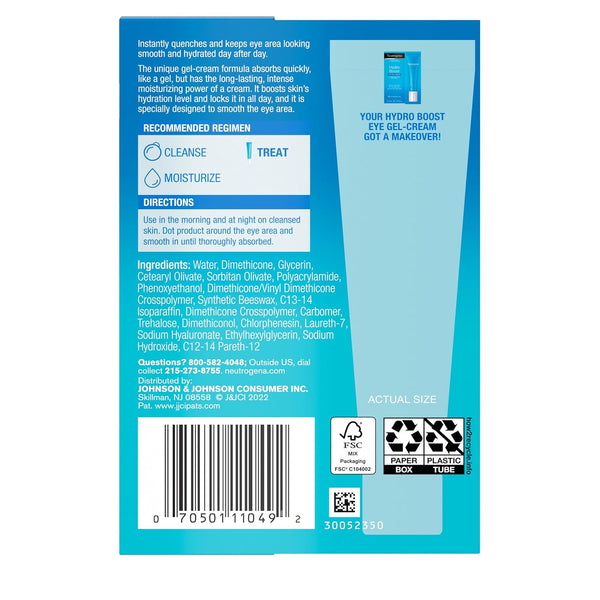 Neutrogena Hydro Boost Under Eye Cream, Fragrance Free, 0.5 oz 0.5 Fl Oz (Pack of 1)