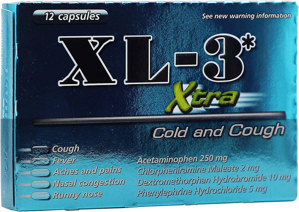 XL-3 Xtra Cold & Cough Capsules - Fast-Acting Relief - 2 Packs, 12 Count 12 Count (Pack of 2)