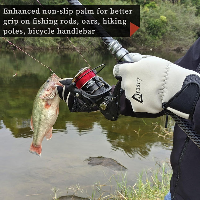 Drasry Neoprene Fishing Gloves Touchscreen 3 Cut Fingers Warm Cold Weather Suita