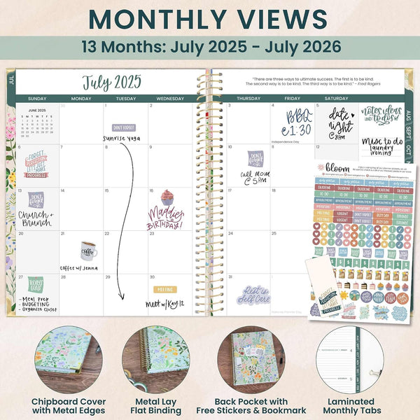 bloom daily planners HARDCOVER Planner 2025-2026 (8.5" x 11") Academic Year (July 2025 - July 2026) - Task Goal Organizer - Monthly & Weekly
