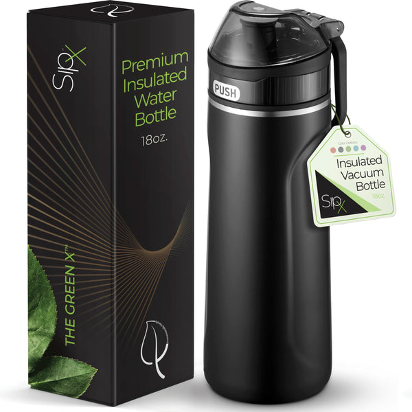 SIPX™ 18 oz Premium Stainless Steel Water Bottle with Straw Lid – Triple Insulated, Leakproof, BPA-Free – Slim, Durable Bottle for School, Gym,