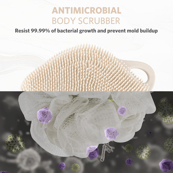 Sndyi Silicone Body Scrubber, Gentle Exfoliating Body Scrubber for Sensitive Skin, Leaf Shaped Shower Scrubber for Body with Lathering Bristles,