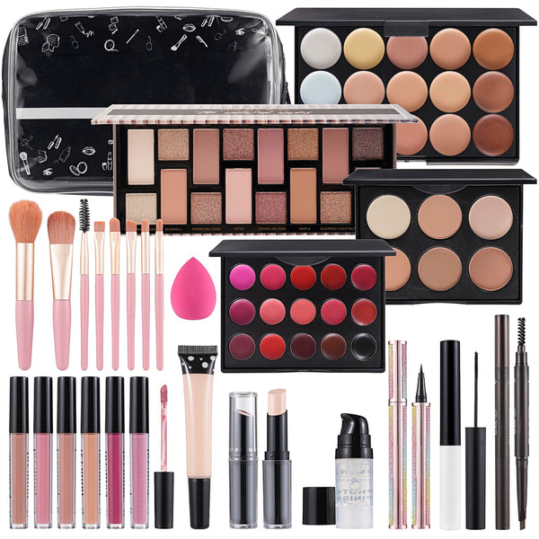 Makeup Kit for Women Full Kit, Makeup Set for Teen Girls Eyeshadow Lip Gloss Lipstick Make up Brushes Eyebrow Eyeliner Pen Liquid Concealer