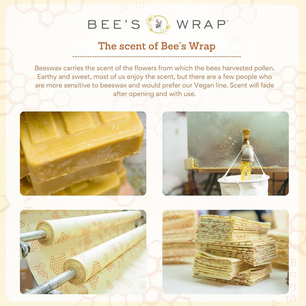 Bee'S Wrap Vegan Beeswax Wraps for Food - Assorted 7 Pack (2S, 2M, 2L, & 1 Bread) Made in USA Reusable & Organic Food Wraps & Bowl Covers -