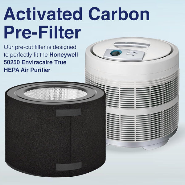 Carbon Pre-Filter for Honeywell 50250 Air Purifier, 2 Pack | Odor Control Fits Enviracaire & Kaz 50250-S; activated charcoal + zeolite; traps