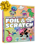 Craftikit ® Rainbow Adventure Foil Art & Scratch Art for Kids- 2-In-1 Arts and Crafts Kit for Kids Ages 4-10 - Rainbow Crafts for Boys Ages 4, 5,