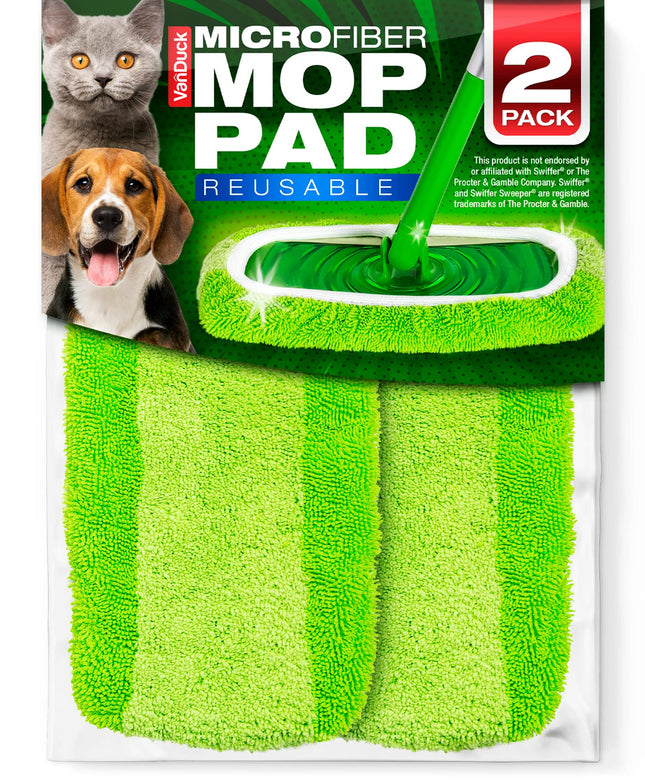 Reusable Mop Pads Compatible with Swiffer Sweeper (2-Pack) - Washable Microfiber