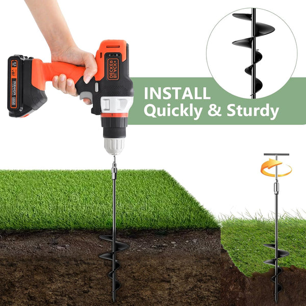 Phopich 18''/30" Long Ground Anchor, Heavy Duty Earth Anchors Ground Anchors Screw in Kit with T-Handle Hex Wrench for Camping Tent, Swing Sets,