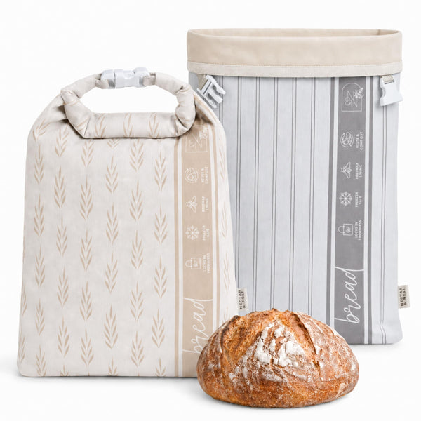 Nectar & Nest Reusable Bread Bags for Homemade Bread (2 Pack) - XL Cotton Beeswax Bags, Sourdough Bag, Beeswax Bag, Sourdough Storage