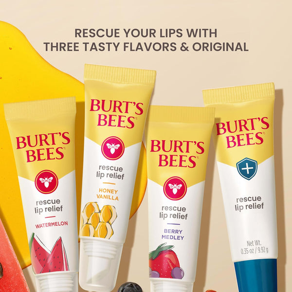 Burt'S Bees Rescue Lip Relief, Honey Vanilla, Hydrating Lip Balm for Dry Cracked Lips, with Responsbily Sourced Beeswax and Shea Butter, 100%