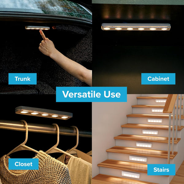 Brilliant Evolution 0.9" Ultra-Thin Wireless Under Cabinet Lights Battery-Operated LED Fixtures - 8.5" L Stick-On Push Lighting - 65 Lumens Warm