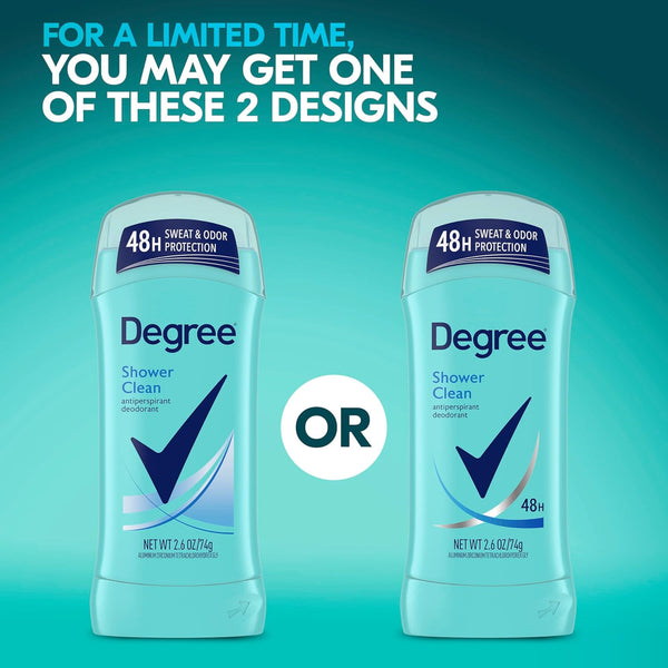 Degree Original Antiperspirant Deodorant Shower Clean 48-Hour Sweat & Odor Protection Antiperspirant for Women 2.6 Oz
