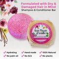 Solid Shampoo and Conditioner Bar - Eco Friendly Hair Care, Dry and Damaged Hair Treatment, Rose and Vanilla Scented, Jojoba Oil, Argan Oil For