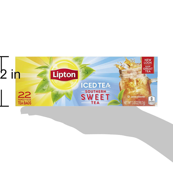 Lipton Family-Sized Black Iced Tea Bags, Southern Sweet Tea 22 Ct (Pack of 6)
