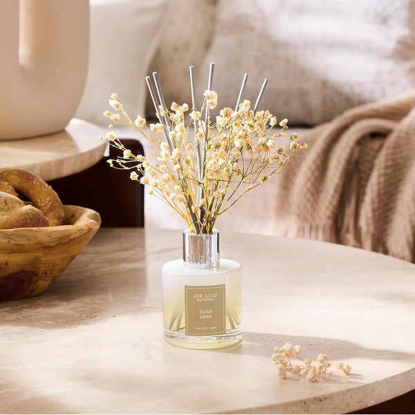 Airkeep Reed Diffuser Set,3.38 Fl Oz (100 Ml) - Clean Linen Oil Diffusers with 8 Reed Sticks,Home Fragrance Reed Diffuser for Bathroom Shelf Decor