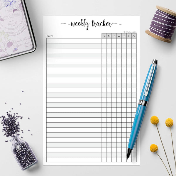 321Done Weekly Tracker Notepad - 50 Sheets (5.5" X 8.5") - Habit Tracking Days of Week Tear-Off Sheets, Planner Organizing - Made in USA - Simple