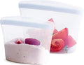 Stasher Premium Silicone Reusable Food Storage Bags, 2-Pack, Clear, Multi-Use Food Storage Bags, Lunch Bag, Travel Containers, BPA Free,