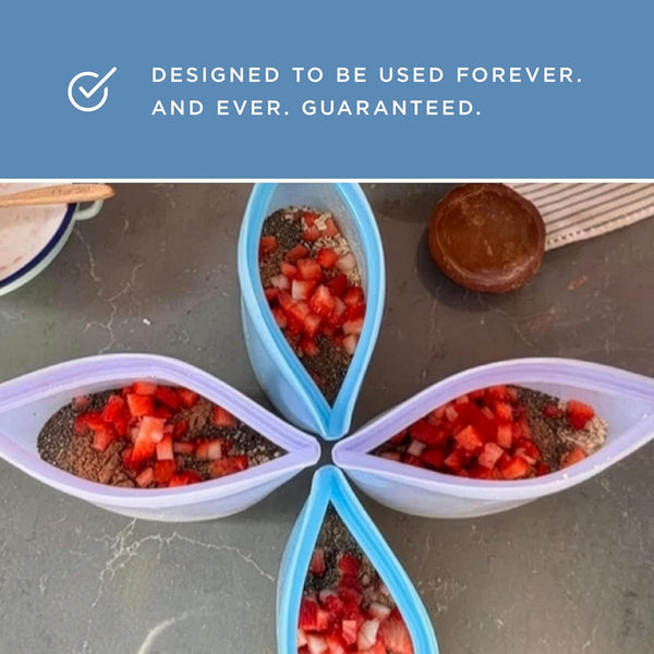 Stasher Premium Silicone Reusable Food Storage Bags, 2-Pack, Clear, Multi-Use Food Storage Bags, Lunch Bag, Travel Containers, BPA Free,