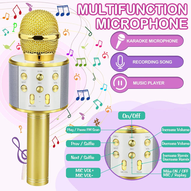 Birthday Gifts for 3-11 Year Old Girls, Bluetooth Karaoke Microphone for Kids Gifts for Teenage Girls Christmas Stocking