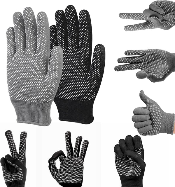 14 Pair Work Gloves with Grip Gloves for Men Womens, Safety Working Gloves | Anti-slip Knitted Nylon Cloth Gloves, Dot Grip Glove Liners Moving