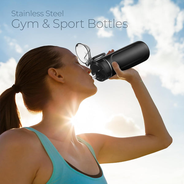 SIPX™ 18 oz Premium Stainless Steel Water Bottle with Straw Lid – Triple Insulated, Leakproof, BPA-Free – Slim, Durable Bottle for School, Gym,
