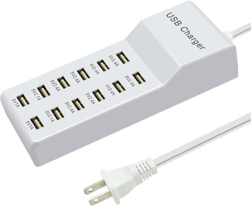 USB Charging Station with 12 Port Power Strip Fast Charging Hub for Multiple Devices Compatible with Cell Phones Tablets Laptops (12 USB Ports)