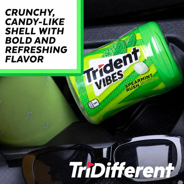 Trident Vibes Spearmint Rush Sugar Free Gum, 4 Bottles of 40 Pieces (160 Total Pieces)