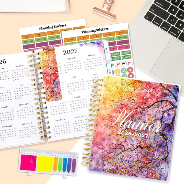 Planner 2026-2027, 18 Months Academic Daily Weekly Monthly Calendar Planner Autumn Tree
