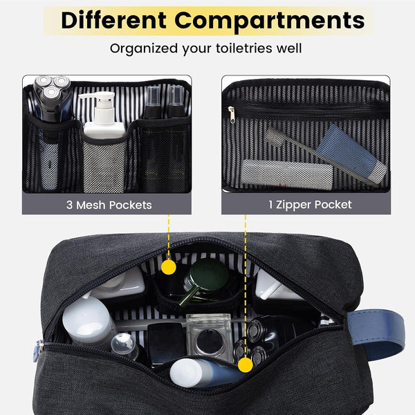 Vorspack Water Resistant Travel Toiletry Bag for Men - Black&Blue Black&Blue Medium