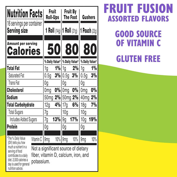 Fruit Roll-Ups, Fruit by the Foot and Gushers Fruit Flavored Snacks Variety Pack, Gluten Free, 16 Pouches, 10.2 oz Variety Pack 16 Count (Pack of 1)