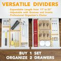 SpaceAid Bamboo Drawer Dividers with Inserts and Labels, Kitchen Adjustable Drawer Organizers, Expandable Organization for Home, Office, Dressers,