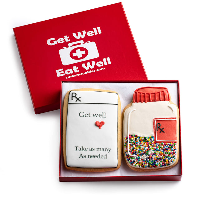 Custom Cookies Get Well Cookies - Set of 2 Kosher Decorated Vanilla Sugar Cookie