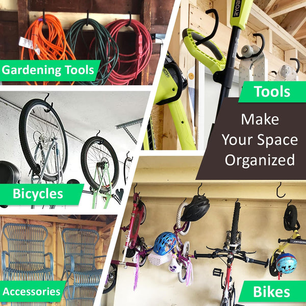 6 Pack Heavy Duty Garage Bike Storage and Utility Hooks-5.7 Inches for Garage Wall and Ceiling-Garage Hooks for Hanging Bicycle,Hose,Cords,and