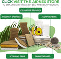 AIRNEX Natural Kitchen Sponges (12 Pack) - Biodegradable Cellulose & Coconut Scrubber Dish Sponge for Kitchen - Eco-Friendly, Non Scratch,