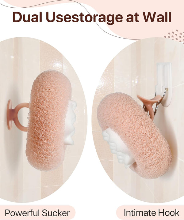 Super Soft Sunflower Suction Cup Bath Ball, 2025 Upgraded 2-In-1 Sunflower Ball Exfoliating Bath Sponge Cleaning Brush, Mesh Shower Body Sponge