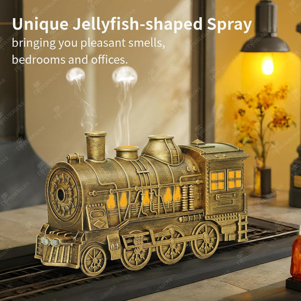 Diffuserlove Essential Oil Diffuser 300ML Train Cool Mist Humidifier Quiet Aromatherapy Diffuser with Night Light for Bedroom Desk Copper