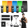 Resistance Bands Set, Workout Bands with Handles, Door Anchor, Ankle Straps and Carry Bag, Exercise Bands for Shape Body and Home Workouts