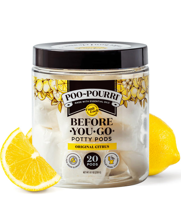 Poo~Pourri Original Citrus Before-You-Go 2-in-1 Toilet Potty Pods 20ct - Bathroom Odor Remover & Toilet Cleaner - Plant Based Ingredients &