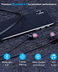NANAMI Earbuds, Update Bluetooth Wireless Headphones, IPX7 Waterproof, In-Ear Earphones with Mic, Magnetic Neckband, Hifi Stereo Deep Bass Noise