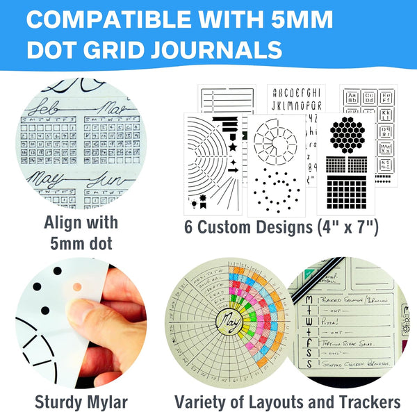 Ultimate Productivity Stencils & Stickers - X20 Sheets of Planner Stickers, X6 Stencils - Calendars, to Do Lists, Habit Trackers, Goals -