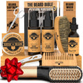 Beard Straightener Grooming Kit for Men, Beard Growth Kit, Wash, Brush & Comb, Unscented Growth Oil, All Natural Sandalwood Balm, Conditioner,