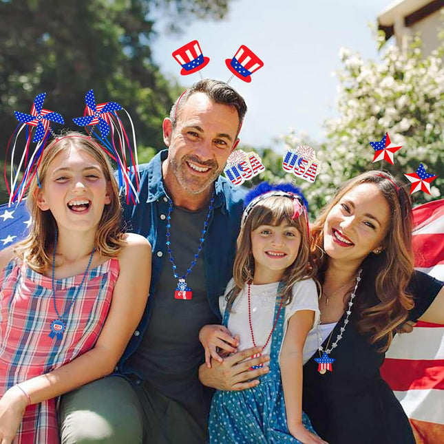 Moon Boat 12PCS Patriotic Head Boppers Headband - Star Uncle Sam Hat Balloons- F