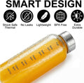 Pumtus 2 Pack Glass Water Bottles With Time Marker, 18 OZ Motivational Water Bottle with Non-slip Sleeve, Beverage Bottles with Hydrating