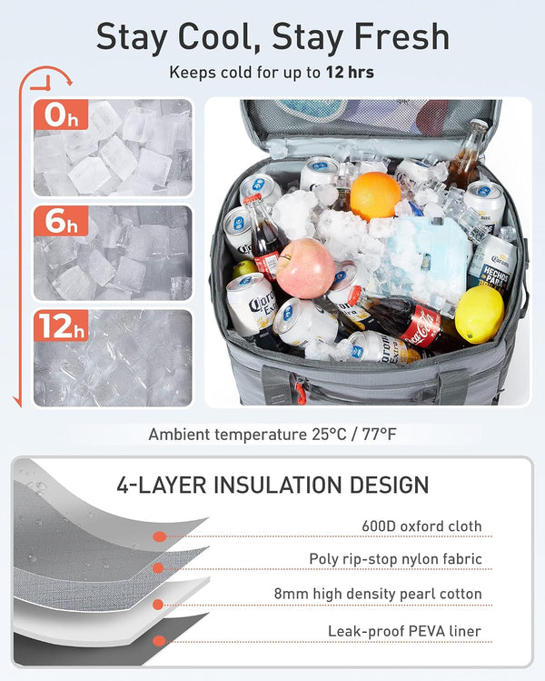 TOURIT Cooler Bag 48/60 Cans Insulated Soft Cooler Large Collapsible Cooler Bag 32/40L Lunch Coolers for Picnic, Beach, Work, Trip